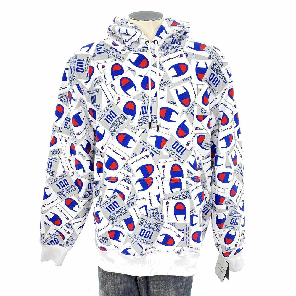 NWT Champion 100th BIG C LOGO All Over Print Hoodie Sweatshirt S 100 Mens